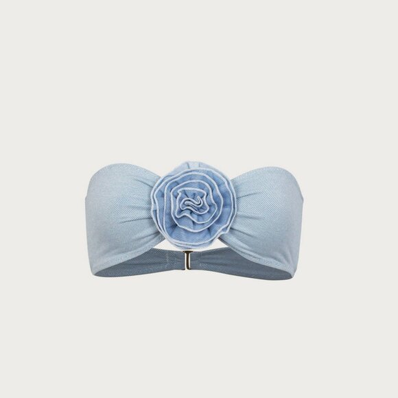 SAME Rose Bandeau Top - Denim Size Small - Picture 1 of 6